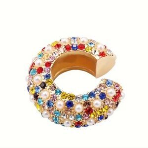 Stainless Steel Clip-on Fake Earrings Non-Piercing Multicolor Or White Stones